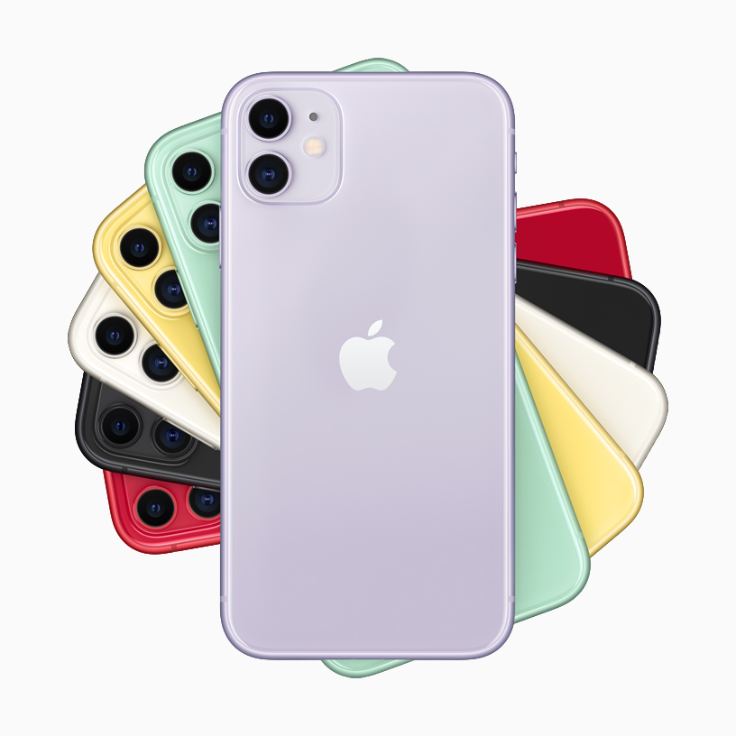 Conjunto de iPhones seminovos em diferentes cores